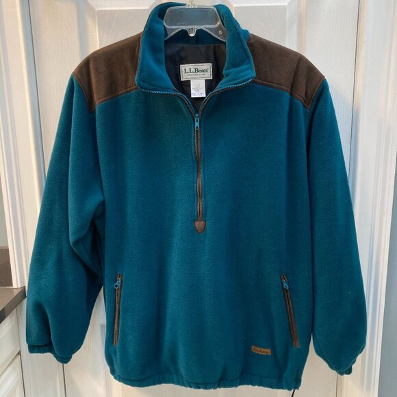 Vintage L.L. Bean 1/2 Zip Fleece Pullover Teal Blue Green Size Large - Picture 1 of 7